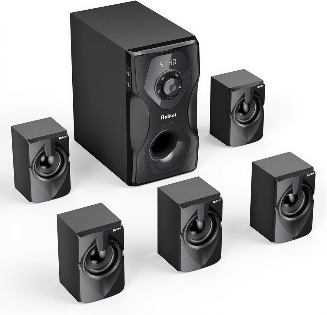 Bobtot Surround Sound System Home Theater Speakers - 700 Watts Peak Power 5.1/2.1Wired Stereo Speaker System 5.25" Subwoofer Strong Bass with Bluetooth ARC Optical Input