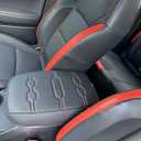 Muslogy Center Console Armrest Cover Compatible with Ford Ranger 2024 2025 Accessories Comfort Armrest Pad Cushion Box Lid Cover Vegan Leather Protector Regular Thick(Black/Orange Stitching)