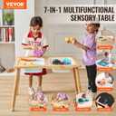 VEVOR Sensory Table for Toddlers, Kids Activity Table with 3 Foldable Storage Bins & Double-Sided Board, Indoor/Outdoor Play Sand and Water, Wooden Kids Sensory Table for Drawing Studying Dining, 32.1 X 23.6 X 19.9 Inches