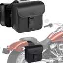 Nomad Leather Motorcycle Saddlebags Quick-Easy Universal Fit Throw Over Saddle Bags Cruiser Biker Side Bags (Black)