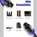 2Pack 9 ft Speakon to Speakon Cables, Professional 14 AWG Audio Cord DJ Male Speaker Cable Wire with Twist Lock, for Audio Amplifier