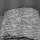 Oversized Ruched Faux Fur Blanket - 60x80-Inch Jacquard Faux Fur Queen-Size Throw for Sofas and Beds - Luxurious Bedding by Lavish Home (Gray)