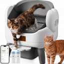 Automatic Litter Box Self Cleaning, Automatic Cat Litter Box for Multiple Cats with App Control, Open Top Self Cleaning Litter Box - Safety Protection, Easy Setup, Odor Control, Gray