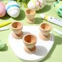NUOBESTY 15 Pcs Unfinished Wooden Egg Cups, DIY Painting Wood Holder Stand for Easter Crafts, Single Decorative Display for Boiled Eggs