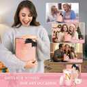 Coffee Mugs - Birthday Gifts for Women, Personalized Initial Customized Mug Tea Cup with Lid 14 Oz Pink, Spoon Greeting Card, Luxury Gift-Boxed Christmas Gift for Her Wife Mom Grandma Friend Unique,N