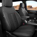 for Chevy Silverado & GMC Sierra Leather Seat Covers, Crew Cab 1500 2019-2026, 2500HD 3500HD 2020-2026, Custom Fit Truck Seat Cover Full Set, Black (No Rear Cupholder/Seatback Storage)