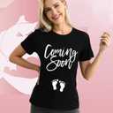 Pregnancy Reveal Shirts for Women New Baby Announcement Tshirt Mom to Be Tee Tops (Black, M)