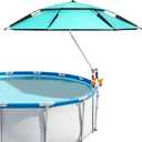 7Ft Floating Pool Umbrella for Above Ground Pool Universal, Above Ground Pool Canopy Shade Umbrellas with Black Coating, Heavy Duty Outdoor Umbrella for Pool Deck, Garden, Patio, Includes Drink Holder