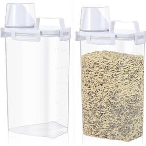 REEZEIVI 2 Pcs Cat Litter Storage Container Cat Litter Storage Bin with Airtight Lid and Handle,10 lbs cat litter container, Translucent Body ,Moisture Cat Litter Storage