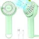 Ohjoin 2 IN 1 Portable Mini Handheld Fan with Keychain Stand, Personal Powerful Cooling Fan, Small Battery Operated Table Fan, Quiet Hand Fan, USB Rechargeable, Birthday Gifts for Women (Light green), Set of 2