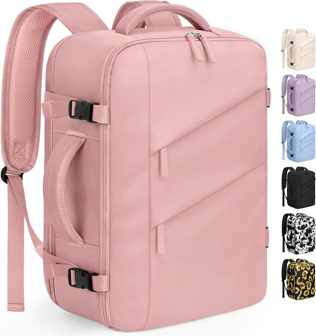 Capolo Travel Backpack for Women Men Waterproof Laptop Backpack Flight Approved Carry On Backpack Overnight Weekender Bag College Bookbag for Business, Work, Traveling Fits 15.6 '' Laptop,Pink