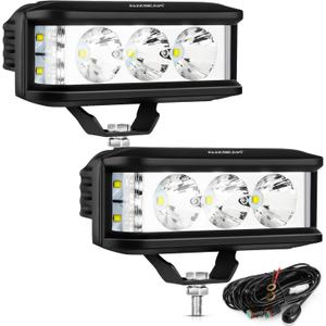 Auxbeam 5in 68W Offroad Driving Lights, 6800LM Side Shooter LED Light Bar with White Spot Flood Combo Beam, Waterproof Offroad Fog Light for UTV ATV Jeep Wrangler Motor Truck Boat (White Offroad Driving Lights)