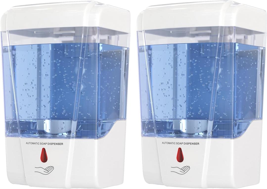 Automatic Wall Mounted Soap Dispenser for Bathroom (2-Pack White), Commercial Hand Soap Dispenser Wall Mount, Touchless Hand Sanitizer Dispenser, (Dispensador de Jabon de Bano Automatico) by EnBath