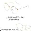 Onrtry Circle Blue Light Glasses for Women Men Round Metal Frame Computer Gaming Eyeglasses 2 Pack (A6 Gold+rose Gold)