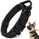 Tactical Dog Collar - Military Dog Collar, Adjustable Heavy Duty Metal Buckle Nylon Collar with Control Handle for Small Medium Large Dogs (Black, XL)