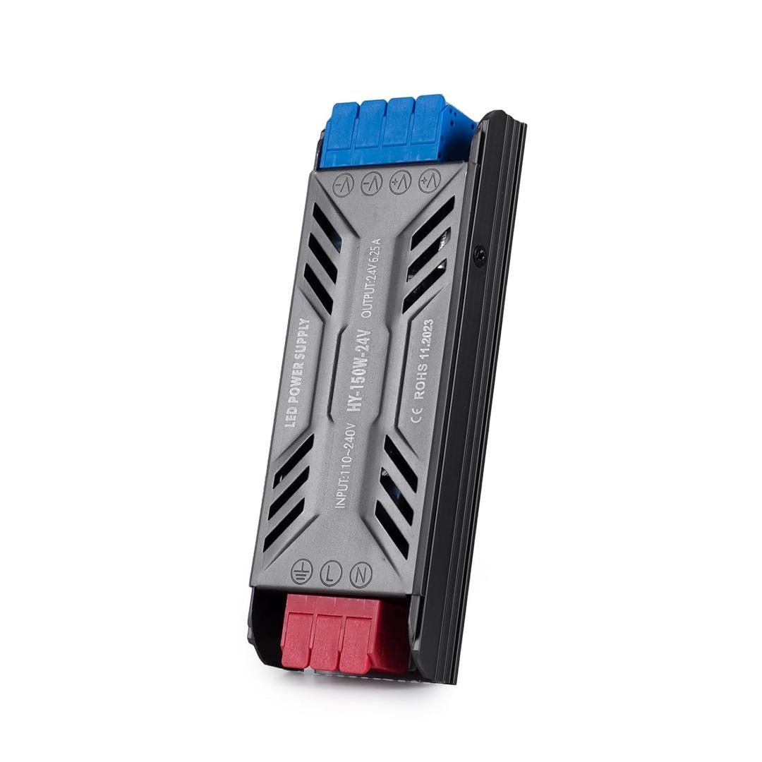 24V 150W LED Power Supply, BRIMETI LED Driver Transformer AC 120V to 24V DC 6.25A Low Voltage Switching Converter Constant Voltage Ultra Slim Adapter for Indoor Strip Light Cabinet Lights