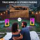 BUGANI Bluetooth Speaker, 120W Portable Wireless Speakers with Punchy Bass and Loud Sound, LED Lights, 15H Playtime, Support AUX/TF Card/USB, IPX6 Waterproof, Big Party Speaker for Outdoor