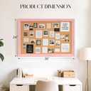 Cork Bulletin Board 36" x 24", Wall Mounted Cork Board with Pink Wooden Frame, Decorative Pin Board for Office, Home & Classroom Decor, White