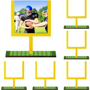 6 Pcs Football Goal Post Table Decorations Field Goal Post Centerpieces for Table with Base 4 x 6 Inches Wooden Football Photo Frame Decoration for Fans Club Sport Birthday Supplies