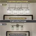 Torondo Modern Crystal Bathroom Vanity Light 4-Light Brushed Nickel Bathroom Light Fixtures Over Mirror Vanity Lighting Fixtures Square Shade Wall Sconce (Bulbs Not Include)