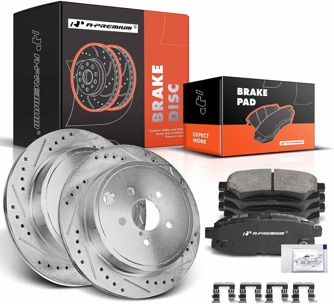 A-Premium 11.42 In (290mm) Rear Brake Rotors & Ceramic Pads Kit, 6-Pack