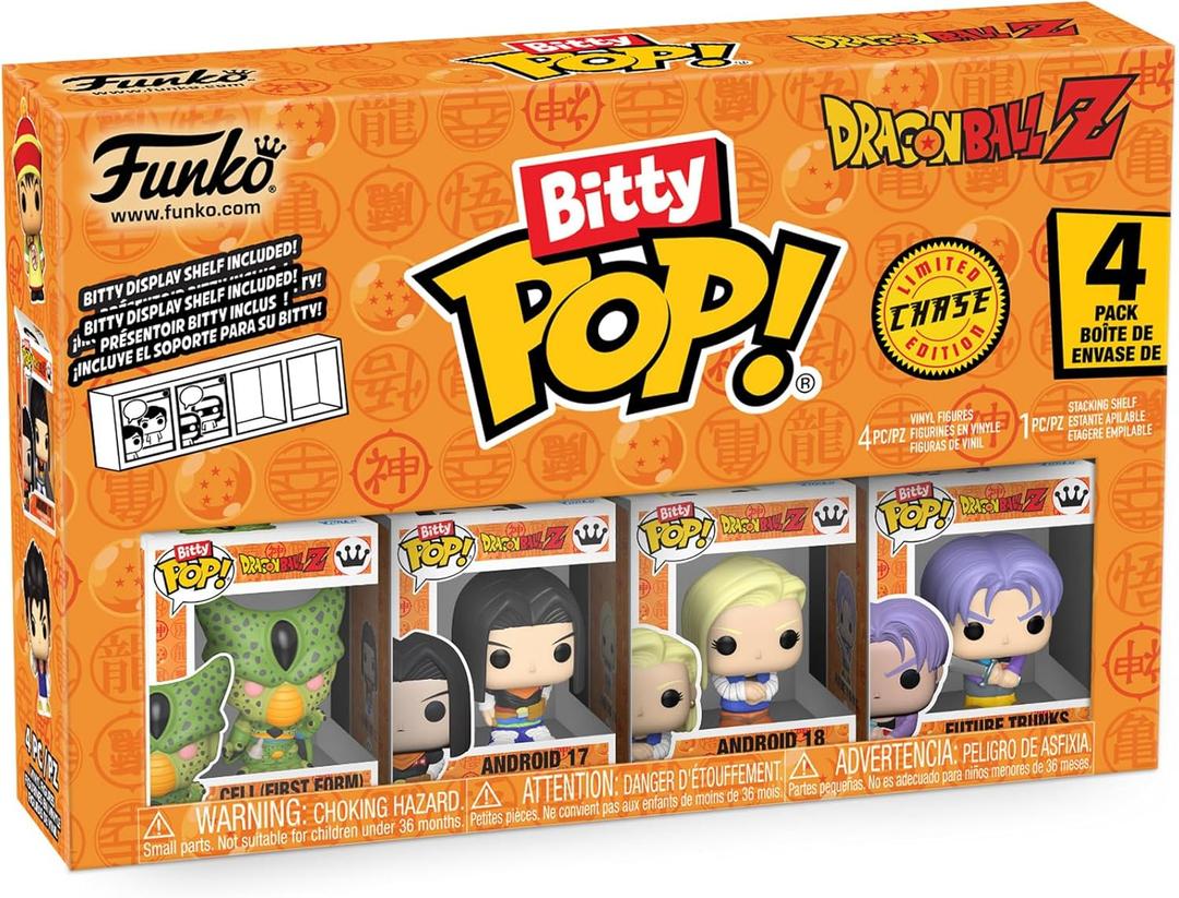 Funko Pop! Bitty: Dragon Ball Z 4PK - Cell (First Form), Android 17, Android 18, and A Surprise Mystery Mini Figure