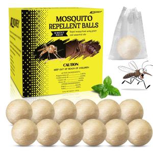 Mosquito Repellent Balls 12 PCS, Outdoor, Indoor, Travel Size | 30-Day Protection, Non-Toxic & Plant-Based | Safe for Kids, Pets | Patio, Camping, Yard Defense