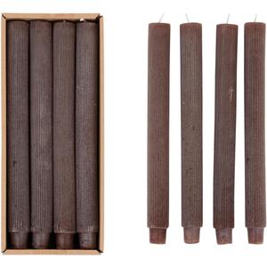 Creative Co-Op Unscented Pleated Taper Candles in Box, Set of 12, Leather Color