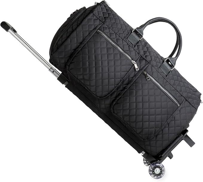 Rolling Garment Bags for Travel,Convertible Duffle Garment Bag Roller Bag Carry on Garment Bag with Wheels Luggage Rolling Weekender Roller Duffle Bags for Travel-Black (A6-Black-2P)
