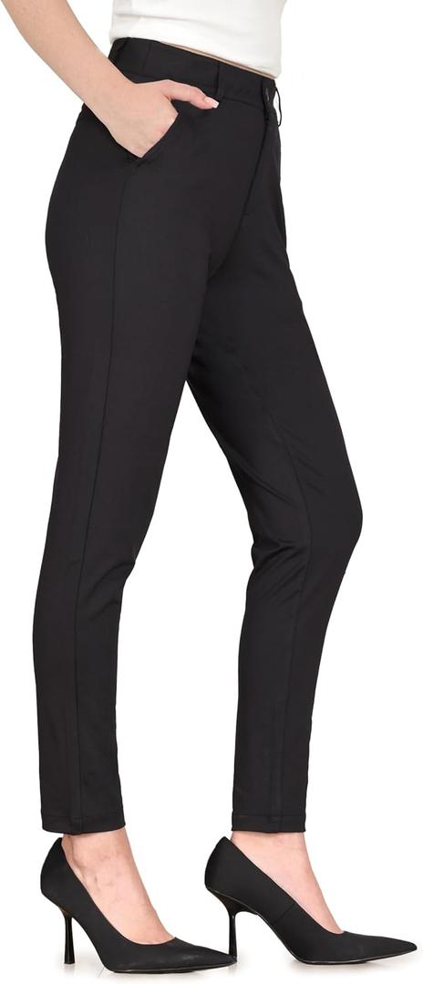Bamans Dress Pants for Women High Waisted Skinny Leg Pants Work Business Trousers Formal Office Tummy Control Slacks, S