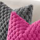 MIULEE Hot Pink Faux Fur Decorative Throw Pillow Covers 16x16 Inch Set of 2 Super Soft Cozy Plush Cushion Cases Luxury Fluffy Pillowcases for Sofa Couch Bed Living Room