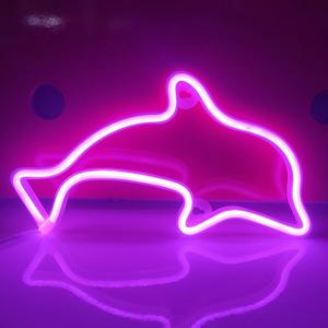 JYWJ Dolphin Neon Sign,USB or 3-AA Battery Powered Neon Light,LED Table Decoration,Bedroom Wall Decoration,Birthday Gift,Wedding Supplies Business Gift (Pink)