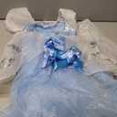 Aolliya Princess Dress for Girls Puff Sleeves Princess Costume Blue Fancy Dress Up for Halloween Cosplay Party Carnival (6-7/130)