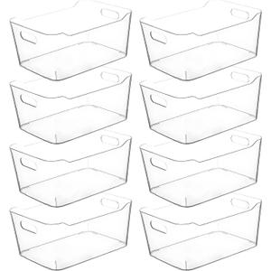 Clear Extra Large Plastic Storage Bins, Pantry Organizers and Storage Containers Fridge Organizer Bins for Organizing Home, Kitchen Organization. Bathroom, Refrigerator, Freezer, Laundry Room