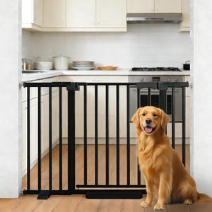 Safety Door bar for Infants and Young Baby and Pet Safety Gate Adjustable Steel Barrier for Stairs Doorways and Hallways Easy Install Black
