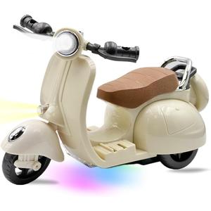 Electric Doll Scooter for 17cm Doll,Funny Doll Accessories with Music and Lights, 360 Rotatable Plastic Scooter Decoration Batteries Not Included (White)