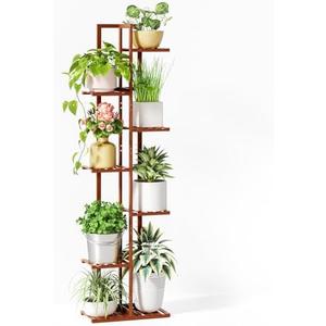 Salatmos Bamboo Plant Stand Indoor, 8 Tier 8 Potted Bamboo Plant Stands for Indoor Plants, Corner Plant Stand, Tiered Plant Stands, Plant Shelf For Indoor, Planter Holder for Multiple w Indoor, Brown