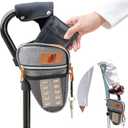 PF Quad Cane Bag for Men or Women - Multifunctional Cane Accessory with Soft Touch Handle Cover, Adjustable Walking Cane Bag, Gray