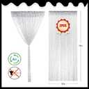 2 Pieces White Glitter String Curtains, 39x79 Inch Doorway Beads Curtains, String Curtain for Doorway, Room, Closet Partition, Windows Wedding Party Boho Tassel Home Decoration