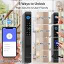 Sliding Door Smart Lock, Sliding Glass Door Lock with Fingerprint, Smart Mortise Lock with APP IC Card Code Keys, Patio Door Double Hook 2885 Mortise Lock Set with Handle