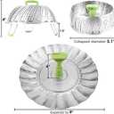 Consevisen Vegetable Steamer Basket for Cooking Food, Stainless Steel Veggie Steam Basket for Pot, Folding Expandable Steaming Insert with Extendable Handle Fits Various Size Pot, 5.1" to 9"