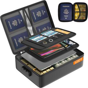 Grothery 5200F Fireproof Document Organizer with Lock Fireproof & Waterproof File Organizer Box 8 Layer Heat Insulated Aluminum Foil Important Document Box Fire Proof Passport Travel Doc Holder Black Grothery 5200F Fireproof Document Organizer with Lock Fireproof & Waterproof File Organizer Box 8 Layer Heat Insulated Aluminum Foil Important Document Box Fire Proof Passport Travel Doc Holder Black
