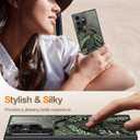 Goodon for Galaxy S25 Ultra Case, Wireless Charging Compatible, Shockproof Translucent Matte Cover - Cute Floral Design Phone Case for Women Girls - Green Leaves