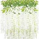 W-Mdsks 12 Pack Artificial Wisteria Vine Hanging Flowers Silk Floral Garland, 3.4 ft Length, Wedding Party Garden Decor (White*12 Pack)