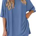 PRETTYGARDEN Women's Two Piece Lounge Set 2025 Summer Casual Oversized Shirts Biker Shorts Matching Airport Travel Outfit (XX-Large, Blue)