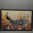 Large Peacock Framed Wall Art Peacock Floral Canvas Wall Decor Pictures Print Painting Artwork Modern Home Decorations for Living Room Bedroom Office 36 x 24 inch