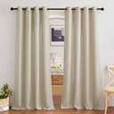 NICETOWN Light Filtering Linen Curtains 84 inch Long 2 Panels Set, Grommet Privacy Added Light Filtering Flax Semi Sheer Rustic Window Drapes for Bedroom/Living Room, Taupe, W52 x L84