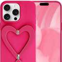 Jusy Case for iPhone 11 Pro Max, Cute Heart with 3D Heart Stand Slim Fit Liquid Silicone Soft Anti-Scratch Microfiber Lining Shockproof Protective Phone Cover for Girly Women Case - Hot Pink