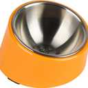 SuperDesign Mess Free 15 Slanted Bowl for Dogs and Cats, Tilted Angle Bulldog Bowl Dog Feeder, Non-Skid & Non-Spill, Easier to Reach Food M/1 Cup Bright Orange