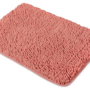 Yeaban Coral Bathroom Rugs  Thick Chenille Bath Mats | Absorbent and Washable Bath Rug Non-Slip, Plush and Soft Rugs for Bathroom, Kitchen, Shower, Sink - 17" x 24"